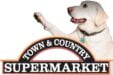 Town & Country Supermarket logo featuring a dog with the business name, located in Cheyenne, Wyoming..
