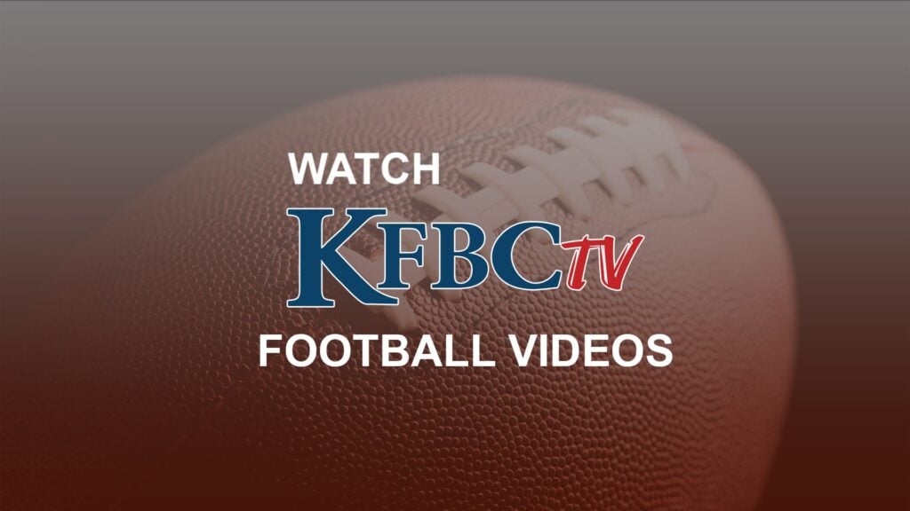 Watch KFBCTV football videos banner with bold text and a background featuring football imagery.