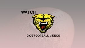 Watson Chapel High School Wildcats logo with text 'Watch 2026 Football Videos' over a background of a football.
