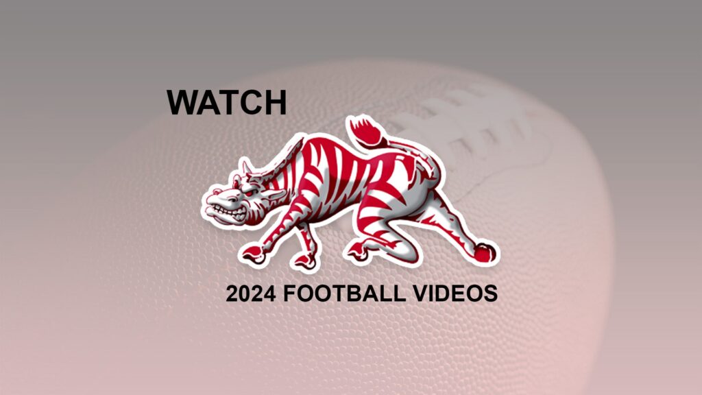 Pine Bluff High School Zebras 2024 Football Videos Placard with mascot and football background.