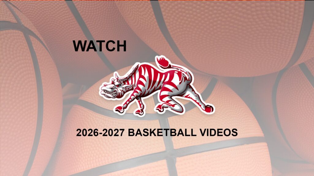 Pine Bluff High School Zebras 2026-2027 Basketball Videos Placard with mascot and basketball background
