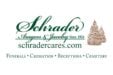 Schrader Funeral Home logo featuring elegant green script and a tree design, symbolizing tradition and care in funeral services.