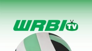 WRBI-TV Volleyball image with green and white volleyball