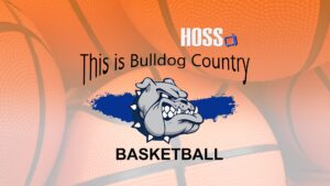 HOSS TV generic Cabool Bulldogs basketball placard with bulldog logo and basketball design.