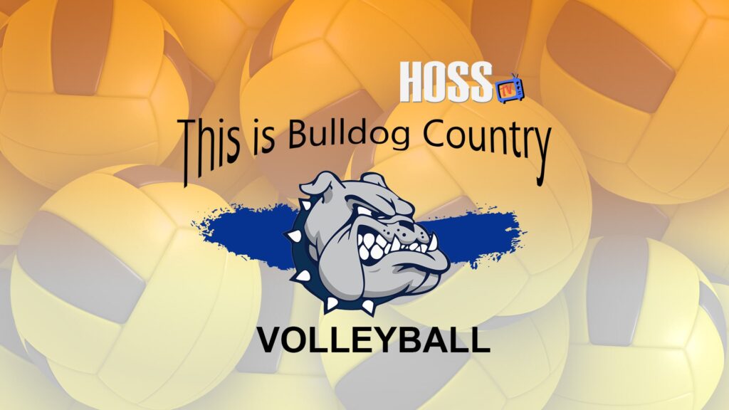 HOSS TV generic Cabool Bulldogs volleyball placard with bulldog mascot.