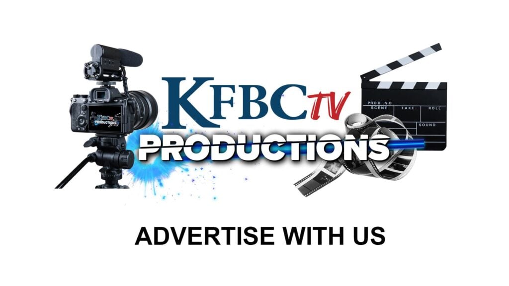 KFBCtv Productions logo with video camera, clapperboard, and film reel
