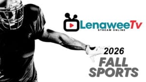 LenaweeTV 2026 fall sports graphic with football player and stream online branding